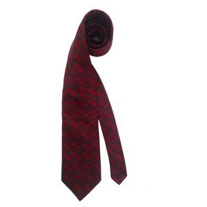 AQUASCUTUM OF LONDON Red Geometric Tie 100% Silk Made In UK 60"/ 3”.3/4 EX COND